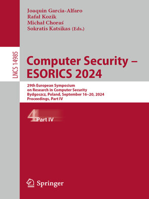 cover image of Computer Security – ESORICS 2024